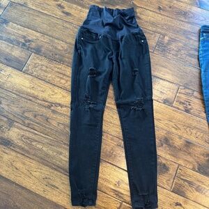 Sandpiper Maternity Black Distressed Skinny Jeans Medium